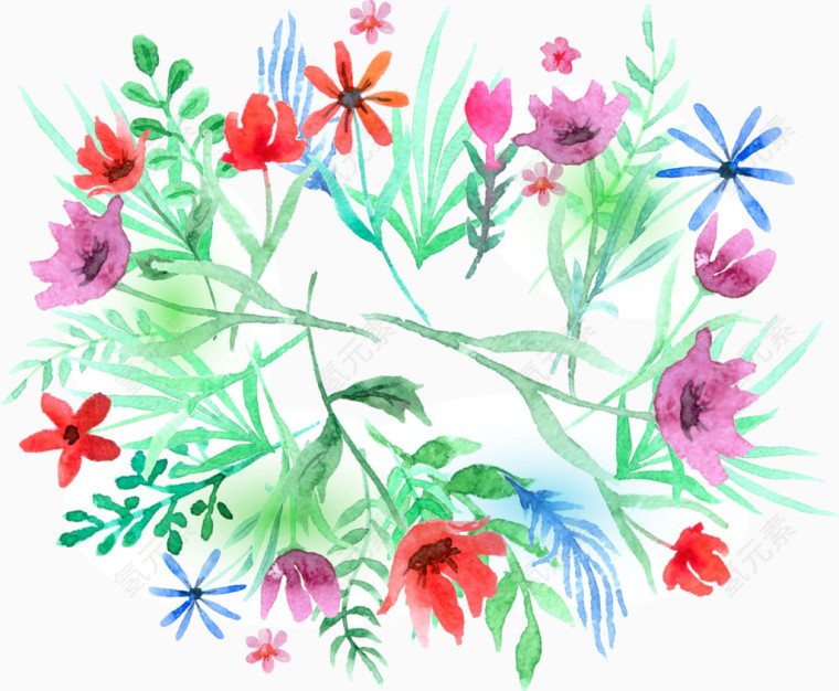 清新水彩鲜花