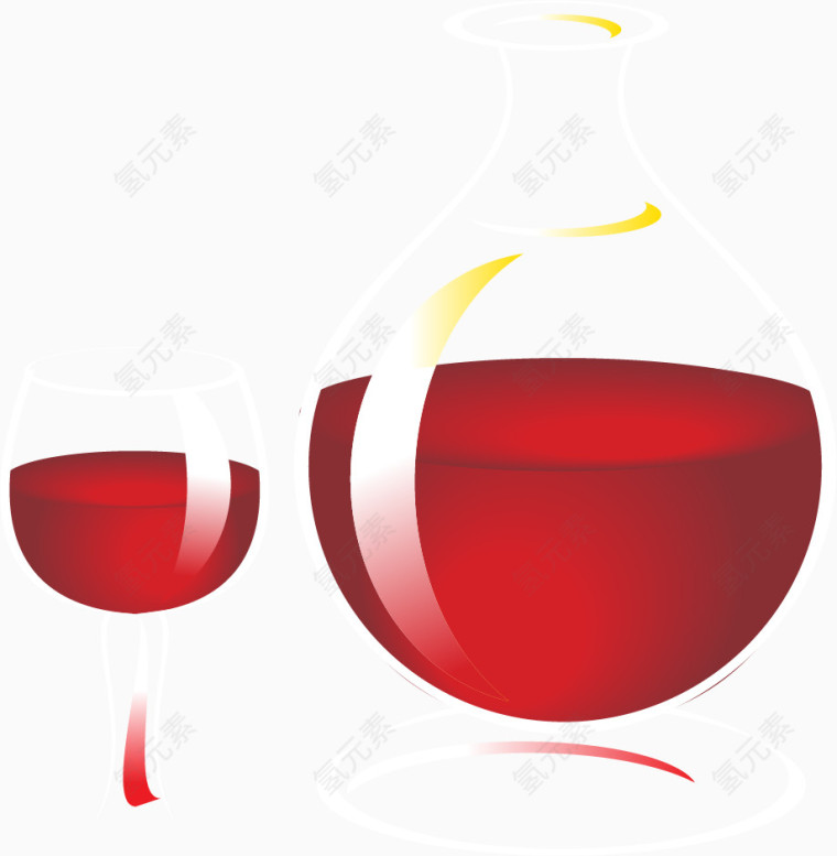 矢量手绘红酒