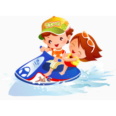 玩水上摩托车的小孩