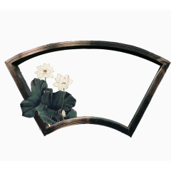 木窗荷花手绘插画