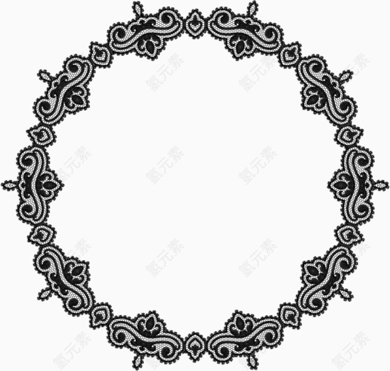 相框图标素描 蕾丝圆框