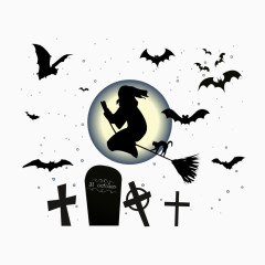 圣诞节女巫蝙蝠矢量