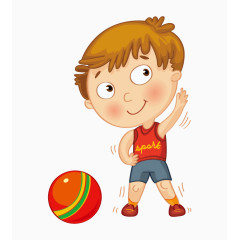 卡通做运动的小男孩