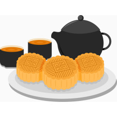 月饼和茶矢量图