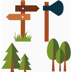 树喇叭路牌加油画图标元素