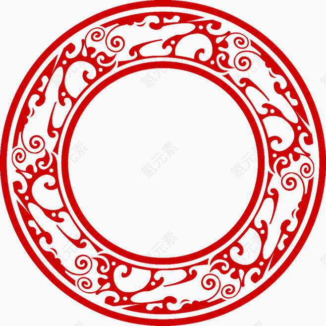 红色圆圈不规则纹理边框新年元素雕刻纹理