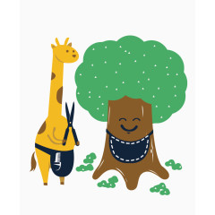 矢量修剪树枝的长颈鹿