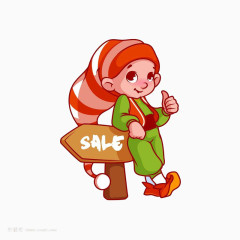 卡通小孩子和促销标签