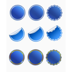 蓝色圆形促销标签边框合集