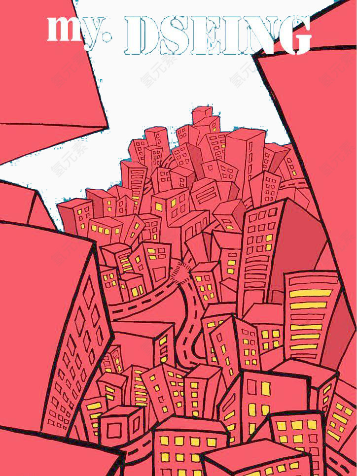 红色建筑素材背景