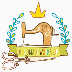 卡通缝纫机剪刀花环素材