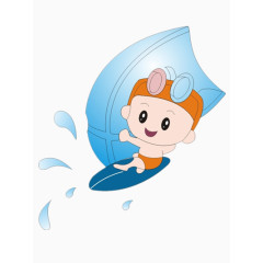 小孩玩冲浪