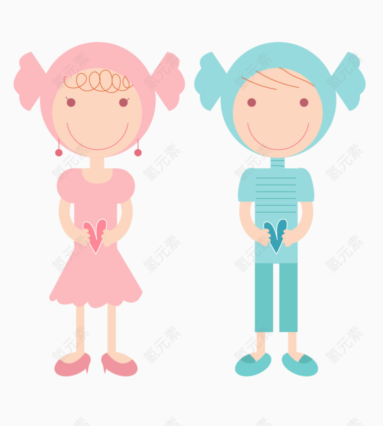 小清新手绘情侣