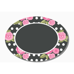 粉色印花黑底椭圆边框