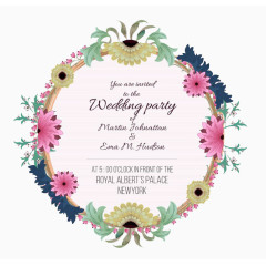 花卉花环婚礼邀请卡邀请函