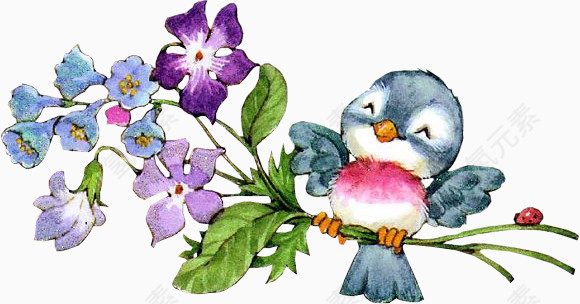 小鸟花枝