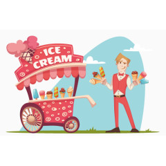卖雪糕的车子和售货员