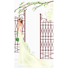 优雅卡通婚纱新娘矢量素材