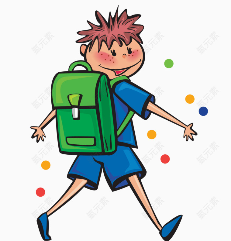 背书包上学的男孩