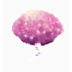 水彩手绘红色大树