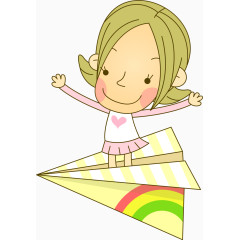卡通纸飞机女孩