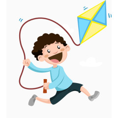 放风筝水彩卡通手绘装饰元素