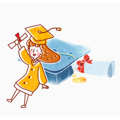 卡通毕业小人插画