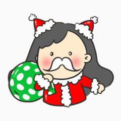 卡通人物小女孩圣诞礼物素材PNG