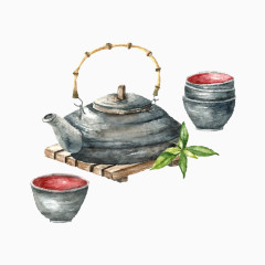 卡通水彩茶具