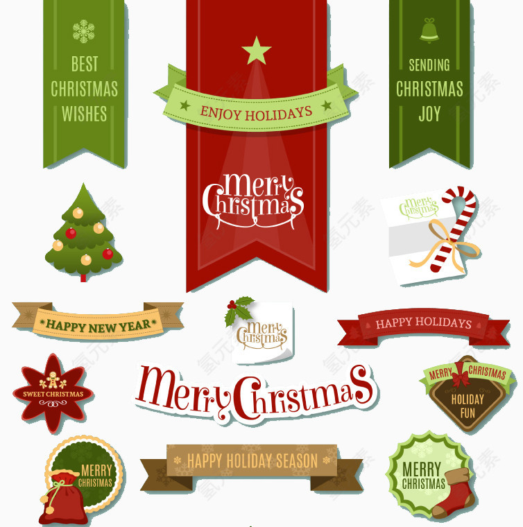 精致圣诞标签设计矢量素材