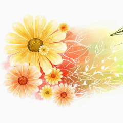 手绘野花清新素材