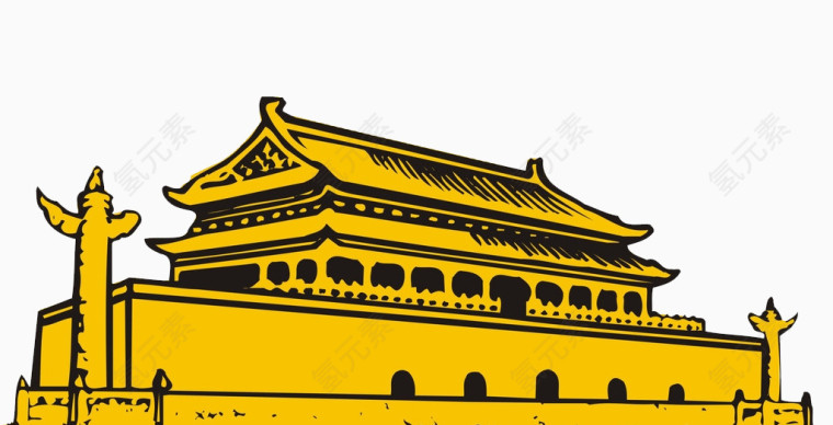 卡通手绘古建筑