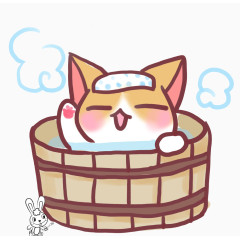 卡通猫咪兔宝宝泡澡免扣素材