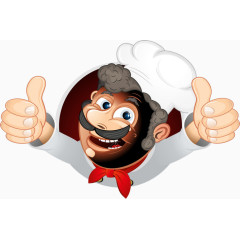 伸出大拇指的厨师