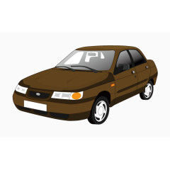 咖啡色手绘汽车