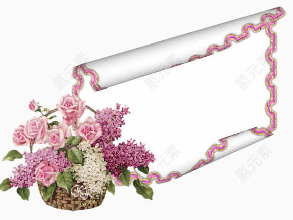 紫色花篮圈边边框