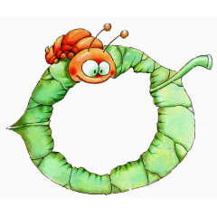 卡通手绘虫子树叶