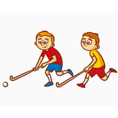 卡通手绘草地曲棍球杆