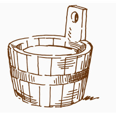 简笔画简约素描木桶