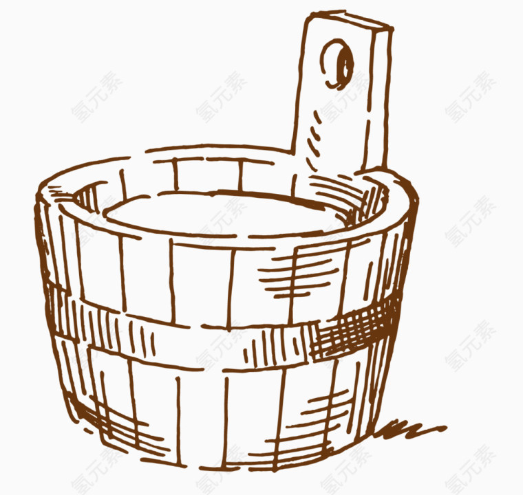 简笔画简约素描木桶