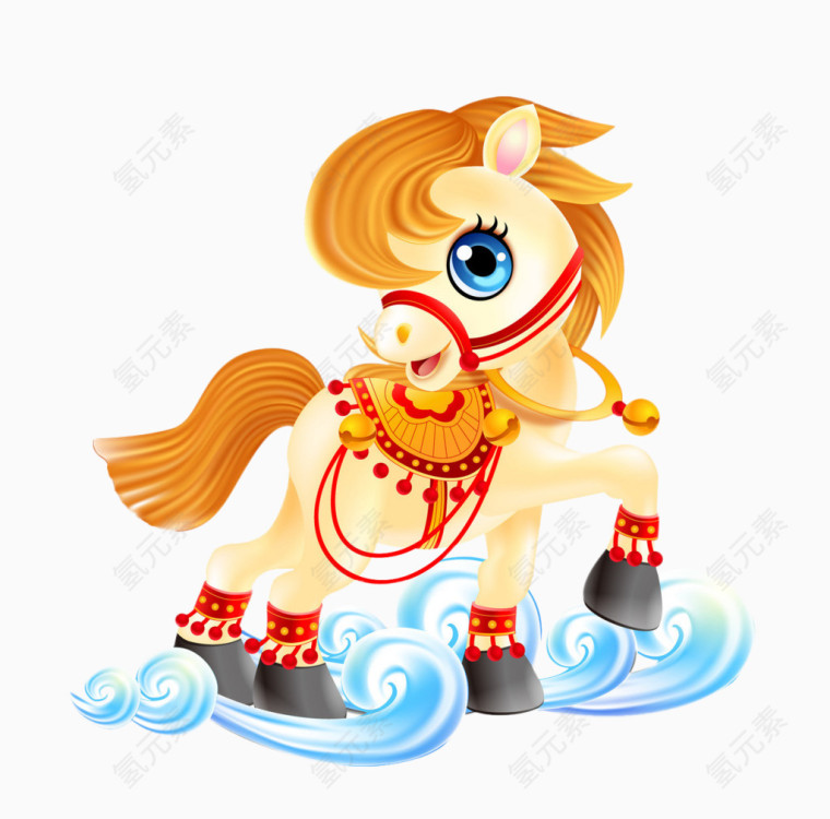 卡通手绘腾云的马