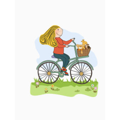 骑自行车的小女孩