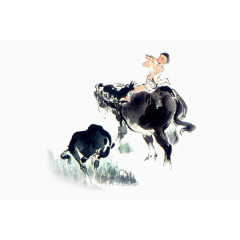 水墨牧童骑黄牛