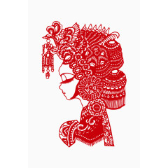 中国红色剪纸人物