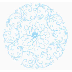 蓝色简约清新莲花底纹边框
