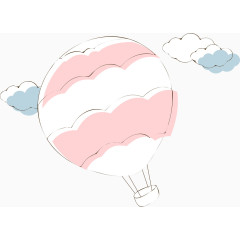 手绘卡通热气球矢量升气球