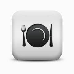 磨砂白广场图标食品饮料刀叉SC食品饮料图标