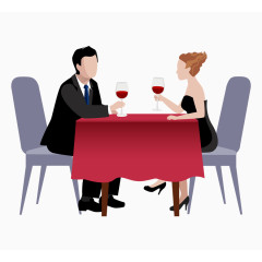 喝红酒的一对情侣