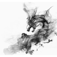 灰色透明轻烟烟雾烟云扭曲飘散的轻烟龙