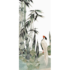 竹子国画 碧竹锦鸡图